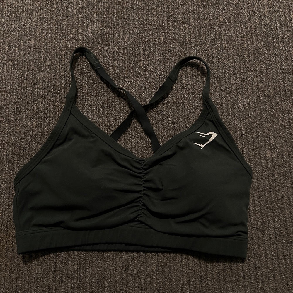 Gymshark Ruched Sports Bra - Dark Green (S)